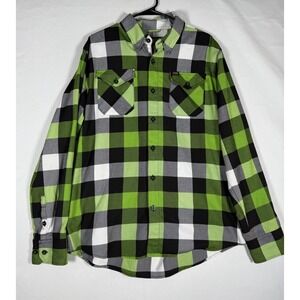Dixxon Shirt Men Extra Large Green Black Flannel Dragula Button Casual Munsters